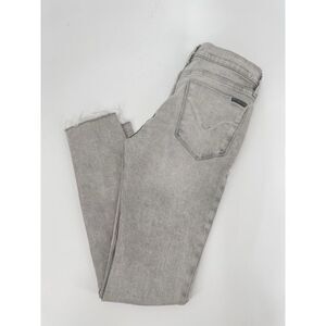 Hudson Krista Super Skinny Jean Light Wash Gray Raw Hem Distressed Denim Sz 26